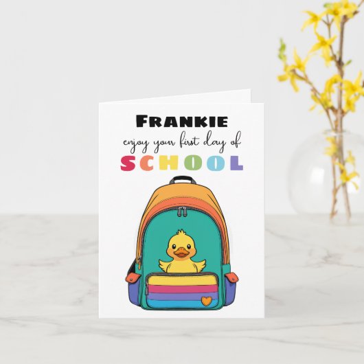 孫娘ダック用の新しい学校スターターカード カード (黄色い花)