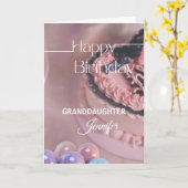 孫娘ハッピーバースデーバルーンケーキ カード (黄色い花)