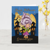 孫娘ハロウィーン漫画の魔女カード カード (黄色い花)