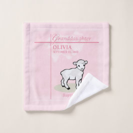 孫娘バプティスピンクガールラムネームと日付 ウォッシュタオル