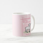 孫娘バプティスピンクガールラムネームと日付 コーヒーマグカップ (正面右)