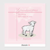 孫娘バプティスピンクガールラムネームと日付 シール (シート)