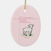 孫娘バプティスピンクガールラムネームと日付 セラミックオーナメント (正面)