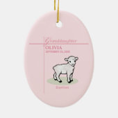 孫娘バプティスピンクガールラムネームと日付 セラミックオーナメント (裏面)