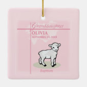 孫娘バプティスピンクガールラムネームと日付 セラミックオーナメント (裏面)