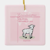 孫娘バプティスピンクガールラムネームと日付 セラミックオーナメント (正面)