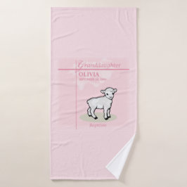 孫娘バプティスピンクガールラムネームと日付 バスタオル