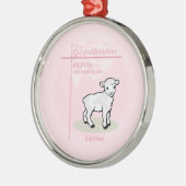 孫娘バプティスピンクガールラムネームと日付 メタルオーナメント (左)