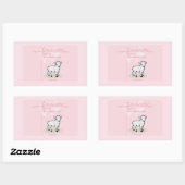 孫娘バプティスピンクガールラムネームと日付 長方形シール (シート)