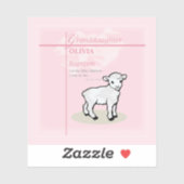 孫娘バプティスピンクラムパーソナライズされた シール (シート)