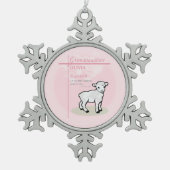 孫娘バプティスピンクラムパーソナライズされた スノーフレークピューターオーナメント (正面)