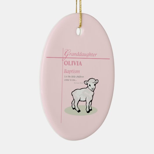 孫娘バプティスピンクラムパーソナライズされた セラミックオーナメント (右)
