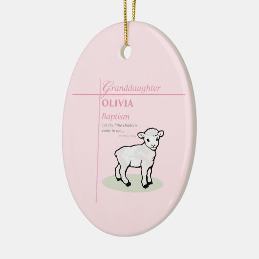 孫娘バプティスピンクラムパーソナライズされた セラミックオーナメント (左)