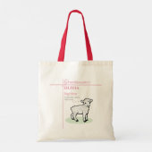 孫娘バプティスピンクラムパーソナライズされた トートバッグ (裏面)