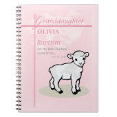 孫娘バプティスピンクラムパーソナライズされた ノートブック (正面)