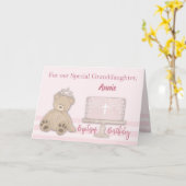 孫娘バプティスマ誕生日名前をカスタムするピンク カード (黄色い花)