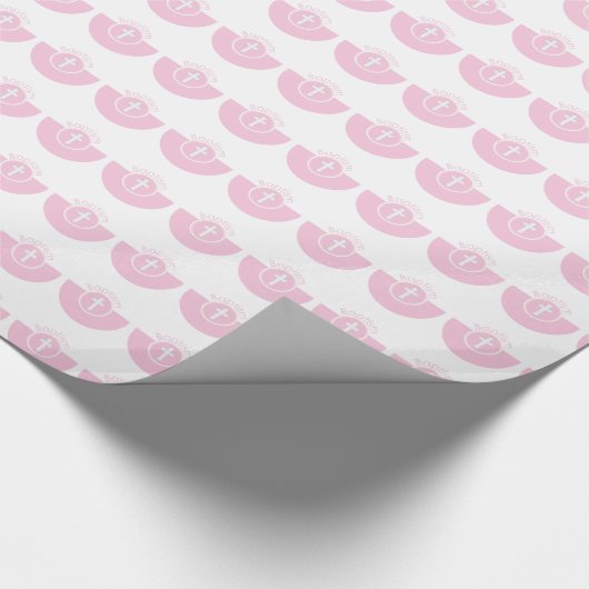 孫娘バプテスマおめでとうピンクの子供o ラッピングペーパー (角)