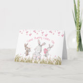 孫娘バレンタインバニーピンクかわいい水彩 シーズンカード (正面)