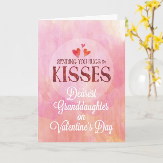 孫娘バレンタイン送信ハグとキス カード (黄色い花)