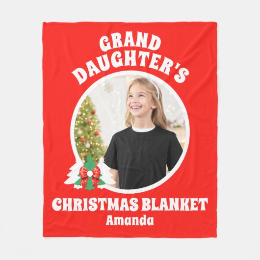 孫娘パーソナライズされたの写真クリスマス フリースブランケット (正面)