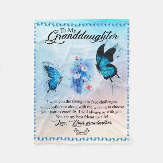 孫娘パーソナライズされたへの毛虫 フリースブランケット (正面)