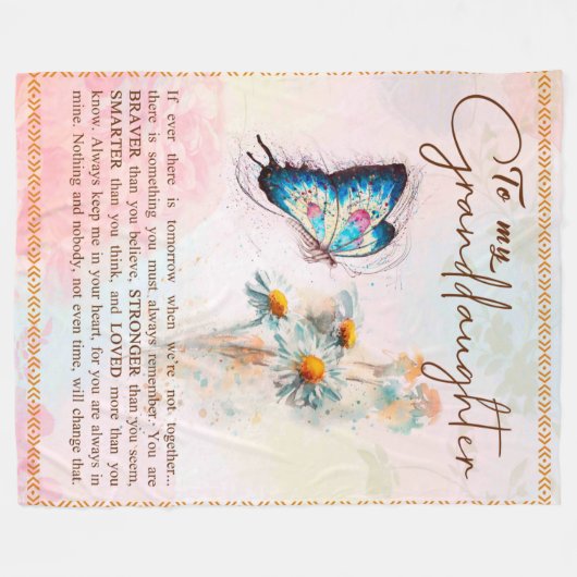 孫娘パーソナライズされた宛の手紙 フリースブランケット (正面(横))