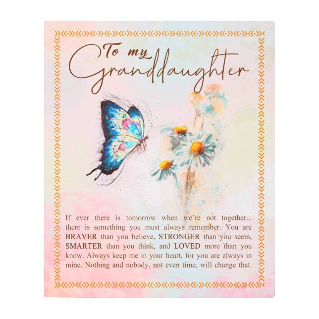 孫娘パーソナライズされた宛の手紙 メタルプリント (正面)