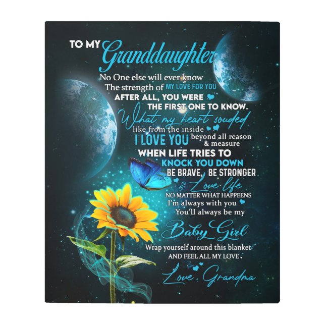 孫娘パーソナライズされた宛の手紙 メタルプリント (正面)