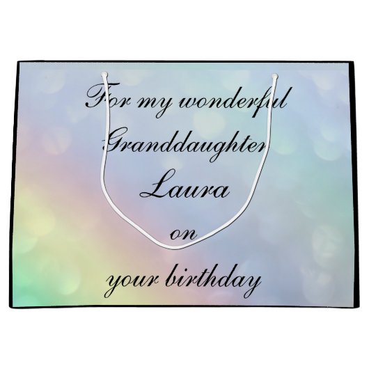 孫娘パーソナライズされた誕生日 ラージペーパーバッグ (正面)