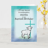 孫娘パーソナライズネームバプティスマ誕生日ラ カード (黄色い花)