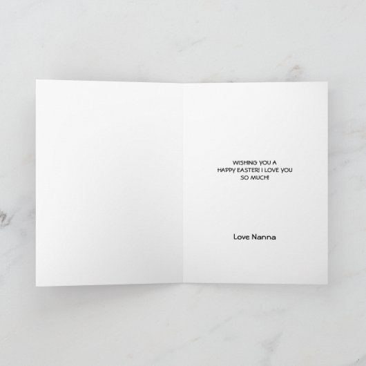 孫娘パープルイースターバニーパーソナライズされた カード (内部)