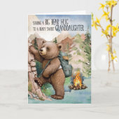 孫娘ビッグベアーハグ遠くにアットサマーキャンプ カード (黄色い花)