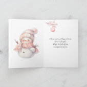 孫娘ピンクのクリスマス雪の少女 シーズンカード (内部)