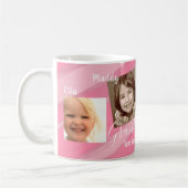 孫娘ピンクストライプの写真コラージュマグ コーヒーマグカップ (左)