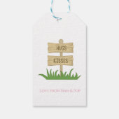 孫娘ファースト誕生日かわいいピンクフクロウ ギフトタグ (裏面)