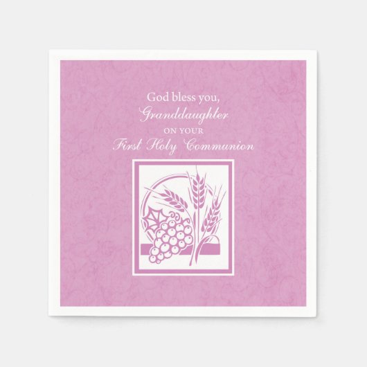 孫娘ファースト・コミュニオンピンク スタンダードカクテルナプキン (正面)