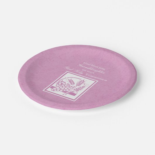 孫娘ファースト・コミュニオンピンク ペーパープレート (アングル)