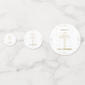 孫娘ファースト・ホーリー・コミュニオン金ゴールドルッククロス コンフェッティ (裏面)