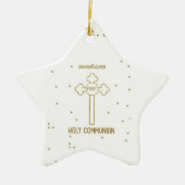 孫娘ファースト・ホーリー・コミュニオン金ゴールドルッククロス セラミックオーナメント (正面)