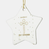 孫娘ファースト・ホーリー・コミュニオン金ゴールドルッククロス セラミックオーナメント (左)