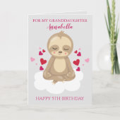 孫娘フィフス誕生日かわいいピンクのスロッス写真 カード (正面)