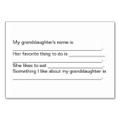 孫娘フォトファミリーパーソナライズされたフラッシュカード テーブルナンバー (裏面)