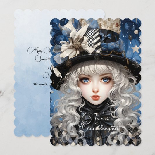 孫娘ブロンド髪の女の子のクリスマスの願い (正面/裏面)