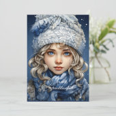 孫娘ブロンド髪の女の子のクリスマスの願い (スタンド正面)