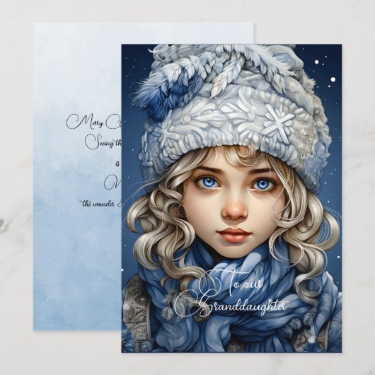 孫娘ブロンド髪の女の子のクリスマスの願い (正面/裏面)