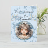 孫娘ブロンド髪の女の子のクリスマスの願い (スタンド正面)