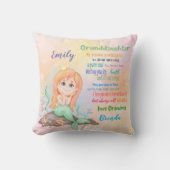 孫娘マーメイドギフトカスタム詩の名前を追加 クッション (正面)