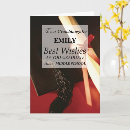 孫娘ミドルスクール卒業名前をカスタムする カード (黄色い花)