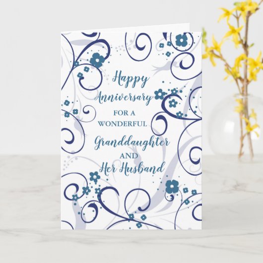 孫娘モダンと夫の記念日 カード (黄色い花)