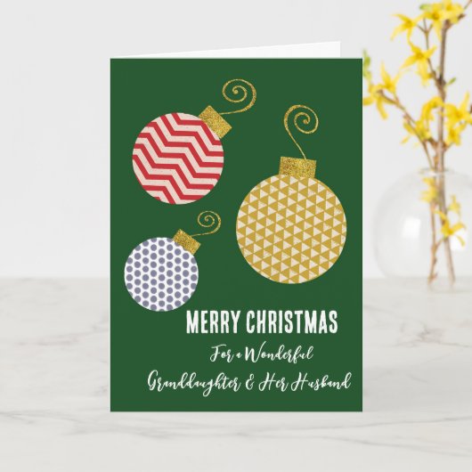 孫娘モダンと夫メリークリスマス カード (黄色い花)